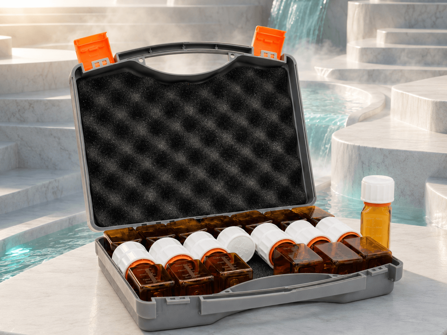 MedLock Box™ with 100 ml Bottle, product view 1. SKU MDLK-BOX 100.